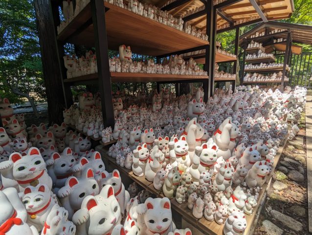 招福猫児が見守る招福殿